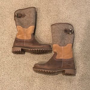 Cool Brown and Grey Color Blocked Boots